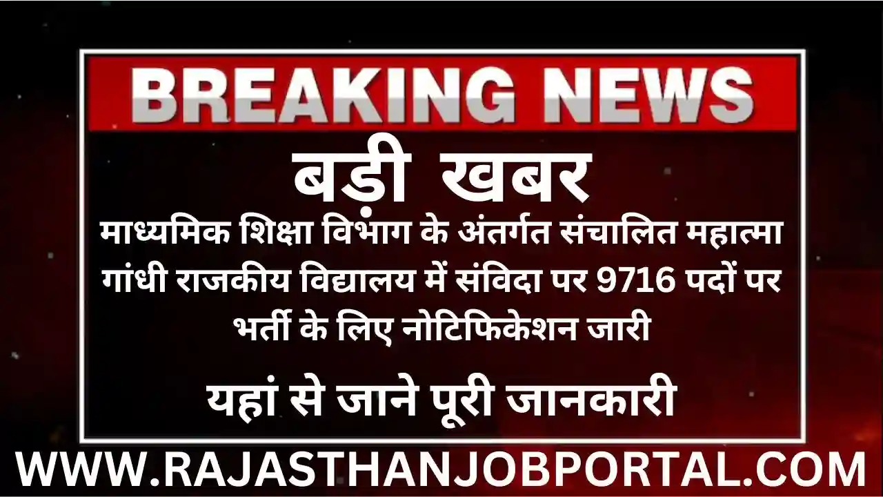 Rajasthan Samvida Teacher Bharti 2023 | राजस्थान में संविदा पर 9716 पदों पर भर्ती का नोटिफिकेशन जारी