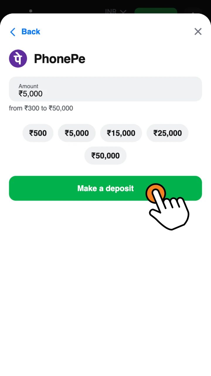 Top up your 1win account with available payment method.