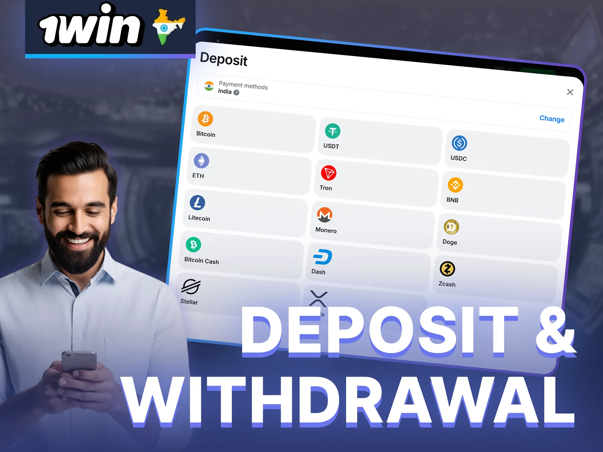 1win offers a large number of payment systems.