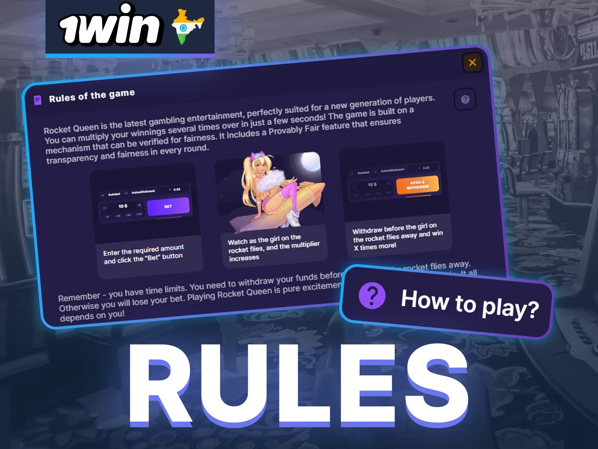 To find out how to play Rocket Queen at 1win, check out the rules of the game.