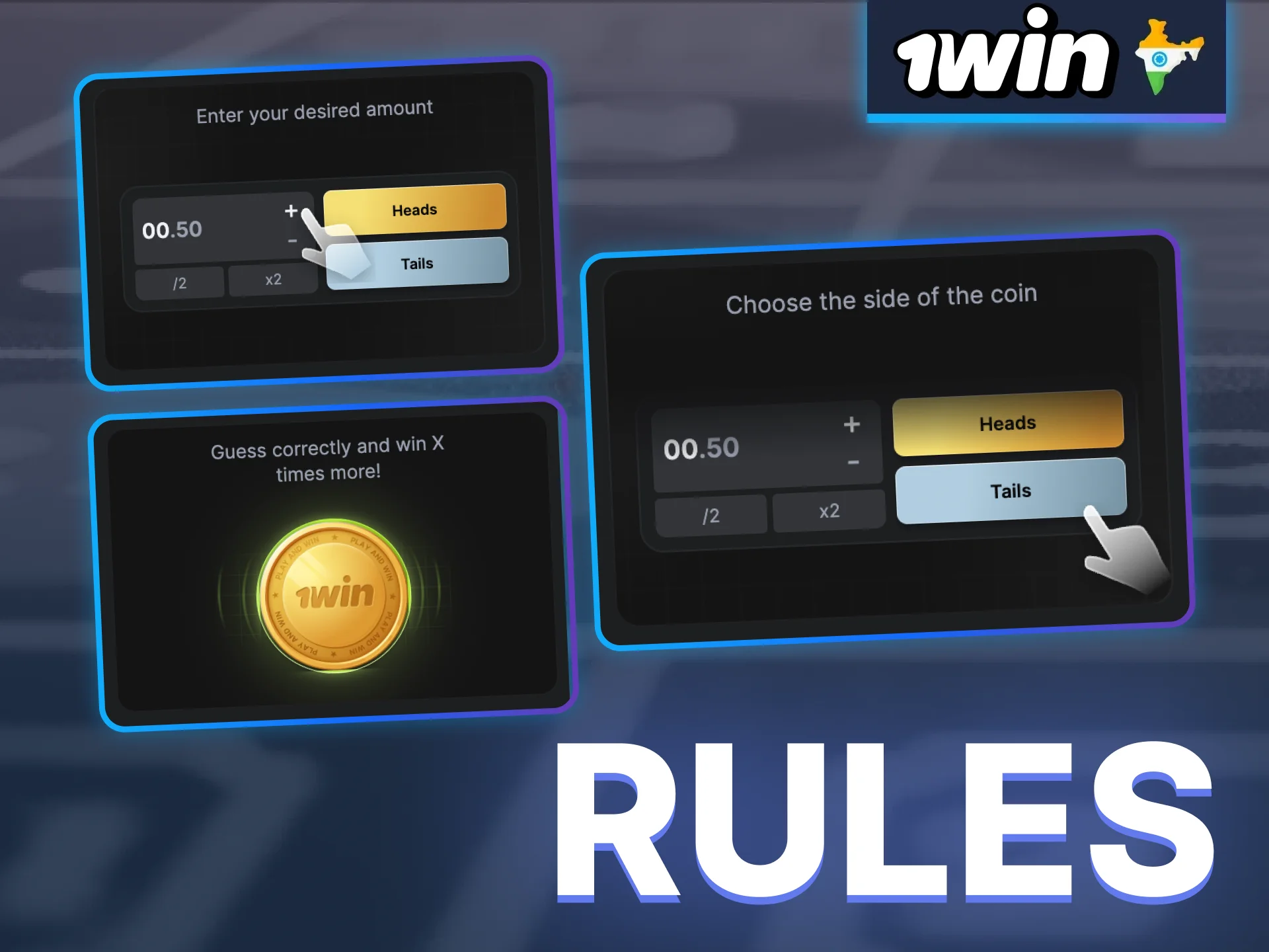 Read a brief description of the rules and gameplay of Coinflip at 1win.