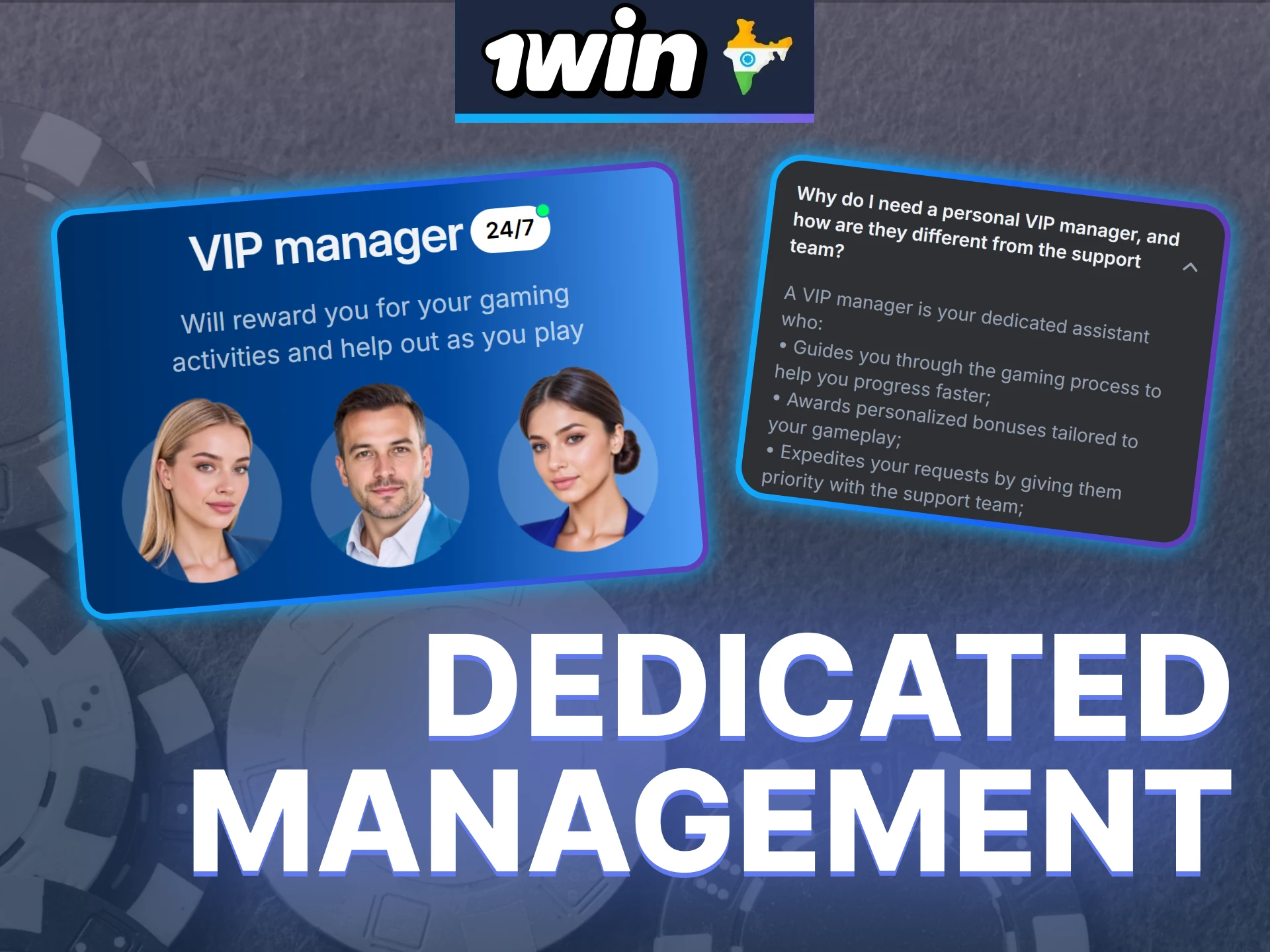 Enjoy 24/7 support from your personal dedicated manager at 1Win.
