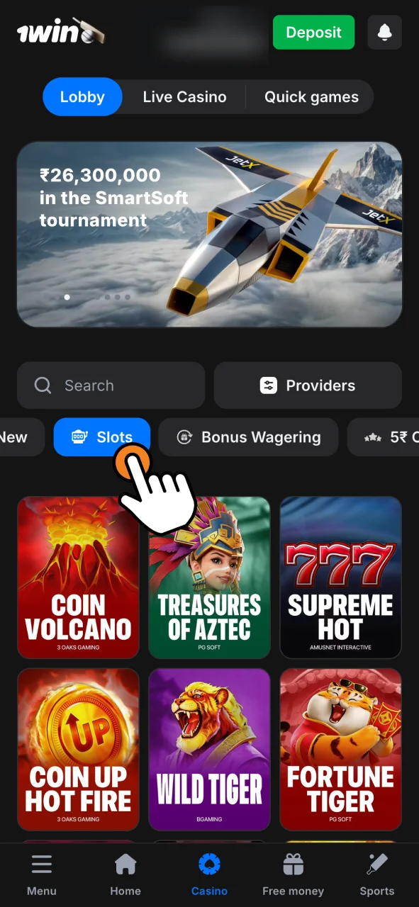 Open the 1win slots category, and find your favorite games today.